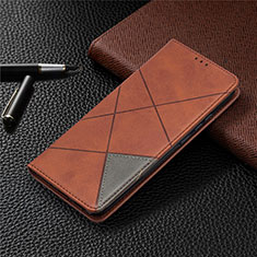 Leather Case Stands Flip Cover L02 Holder for Xiaomi POCO C3 Brown