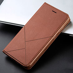 Leather Case Stands Flip Cover L03 Holder for Huawei P Smart Z (2019) Brown