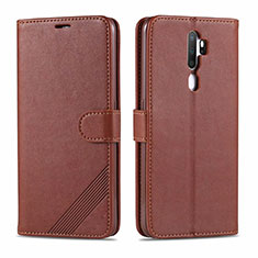 Leather Case Stands Flip Cover L03 Holder for Oppo A11 Brown