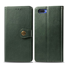 Leather Case Stands Flip Cover L03 Holder for Oppo A5 Green