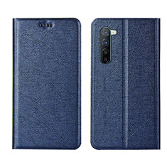 Leather Case Stands Flip Cover L03 Holder for Oppo F15 Blue