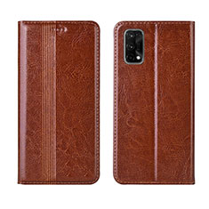 Leather Case Stands Flip Cover L03 Holder for Realme V15 5G Light Brown