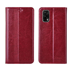 Leather Case Stands Flip Cover L03 Holder for Realme V15 5G Red Wine