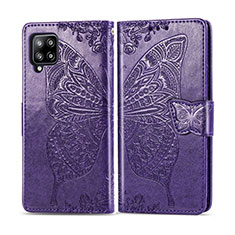 Leather Case Stands Flip Cover L03 Holder for Samsung Galaxy A42 5G Purple