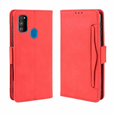 Leather Case Stands Flip Cover L03 Holder for Samsung Galaxy M21 Red
