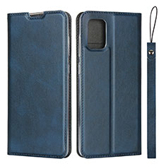 Leather Case Stands Flip Cover L03 Holder for Samsung Galaxy M40S Blue