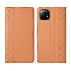 Leather Case Stands Flip Cover L03 Holder for Xiaomi Mi 11 Lite 5G Orange