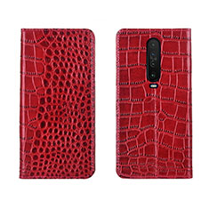 Leather Case Stands Flip Cover L03 Holder for Xiaomi Redmi K30 4G Red