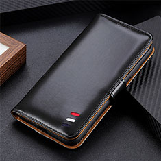 Leather Case Stands Flip Cover L04 Holder for Motorola Moto G8 Power Lite Black