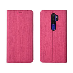 Leather Case Stands Flip Cover L04 Holder for Oppo A11 Hot Pink