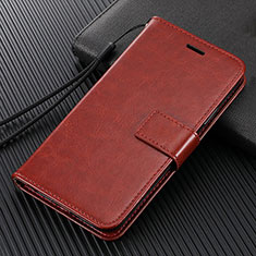 Leather Case Stands Flip Cover L04 Holder for Oppo A92s 5G Brown
