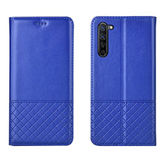 Leather Case Stands Flip Cover L04 Holder for Oppo Reno3 Blue