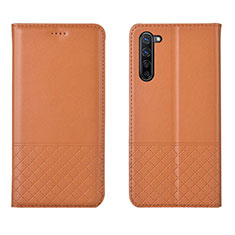 Leather Case Stands Flip Cover L04 Holder for Oppo Reno3 Orange