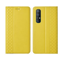 Leather Case Stands Flip Cover L04 Holder for Oppo Reno3 Pro Yellow