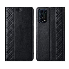 Leather Case Stands Flip Cover L04 Holder for Oppo Reno5 Pro 5G Black