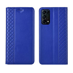 Leather Case Stands Flip Cover L04 Holder for Oppo Reno5 Pro 5G Blue