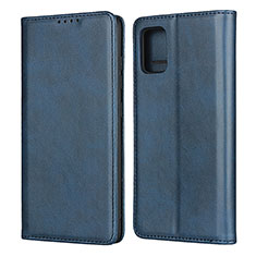 Leather Case Stands Flip Cover L04 Holder for Samsung Galaxy M40S Blue