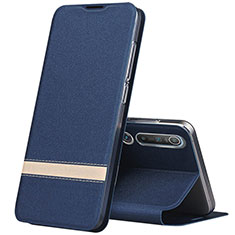 Leather Case Stands Flip Cover L04 Holder for Xiaomi Mi 10 Blue