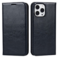 Leather Case Stands Flip Cover L05 Holder for Apple iPhone 13 Pro Navy Blue