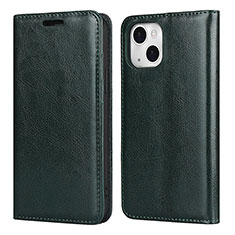 Leather Case Stands Flip Cover L05 Holder for Apple iPhone 15 Green