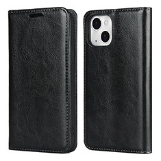 Leather Case Stands Flip Cover L05 Holder for Apple iPhone 15 Plus Black