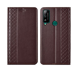 Leather Case Stands Flip Cover L05 Holder for Huawei Honor Play4T Brown