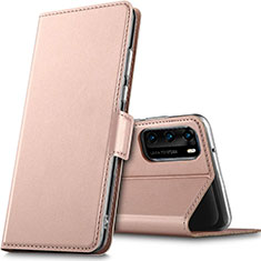 Leather Case Stands Flip Cover L05 Holder for Huawei P40 Rose Gold