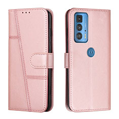 Leather Case Stands Flip Cover L05 Holder for Motorola Moto Edge S Pro 5G Rose Gold