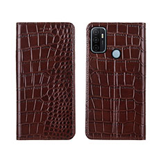 Leather Case Stands Flip Cover L05 Holder for Oppo A32 Brown