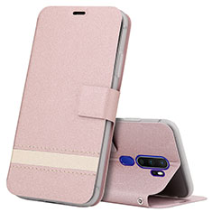 Leather Case Stands Flip Cover L05 Holder for Oppo A5 (2020) Rose Gold