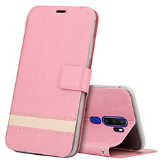 Leather Case Stands Flip Cover L05 Holder for Oppo A9 (2020) Pink