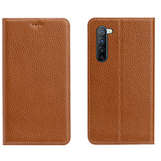 Leather Case Stands Flip Cover L05 Holder for Oppo F15 Orange