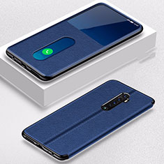 Leather Case Stands Flip Cover L05 Holder for Oppo Reno2 Blue