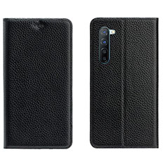 Leather Case Stands Flip Cover L05 Holder for Oppo Reno3 Black