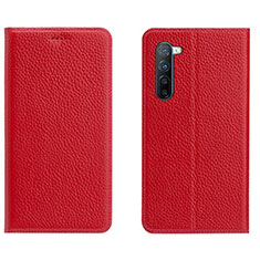 Leather Case Stands Flip Cover L05 Holder for Oppo Reno3 Red