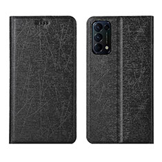 Leather Case Stands Flip Cover L05 Holder for Oppo Reno5 Pro 5G Black