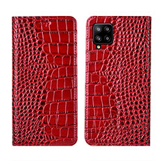 Leather Case Stands Flip Cover L05 Holder for Samsung Galaxy A42 5G Red