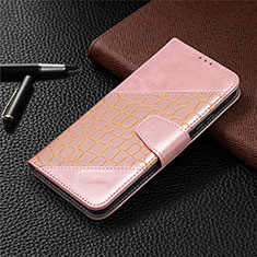 Leather Case Stands Flip Cover L05 Holder for Xiaomi POCO C3 Rose Gold