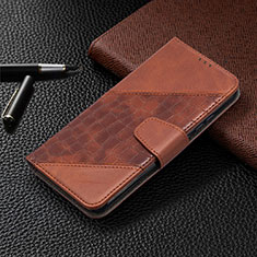 Leather Case Stands Flip Cover L05 Holder for Xiaomi Redmi 9 Activ Brown