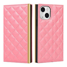 Leather Case Stands Flip Cover L06 Holder for Apple iPhone 15 Pink