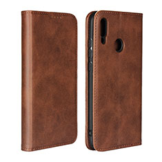 Leather Case Stands Flip Cover L06 Holder for Huawei P Smart (2019) Brown