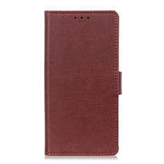 Leather Case Stands Flip Cover L06 Holder for Motorola Moto Edge Brown