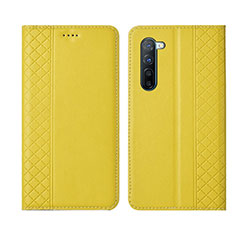 Leather Case Stands Flip Cover L06 Holder for Oppo F15 Yellow