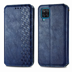 Leather Case Stands Flip Cover L06 Holder for Samsung Galaxy A12 5G Blue