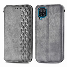 Leather Case Stands Flip Cover L06 Holder for Samsung Galaxy A12 5G Gray