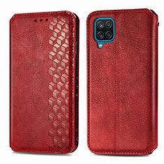 Leather Case Stands Flip Cover L06 Holder for Samsung Galaxy A12 Red