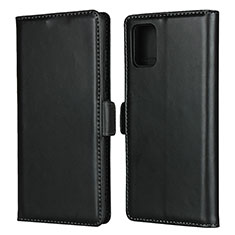 Leather Case Stands Flip Cover L06 Holder for Samsung Galaxy M40S Black