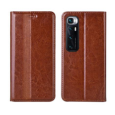 Leather Case Stands Flip Cover L06 Holder for Xiaomi Mi 10 Ultra Light Brown