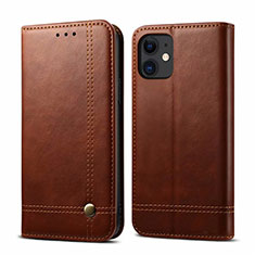 Leather Case Stands Flip Cover L07 Holder for Apple iPhone 12 Brown