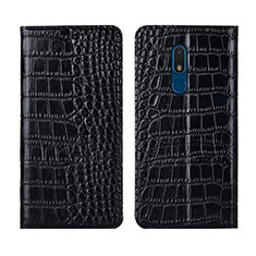 Leather Case Stands Flip Cover L07 Holder for Nokia C3 Black